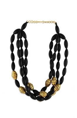 Black & Gold Beaded Choker Necklace 4