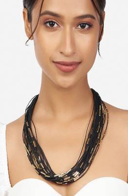Bohemian Jute Black & Gold Necklace 2