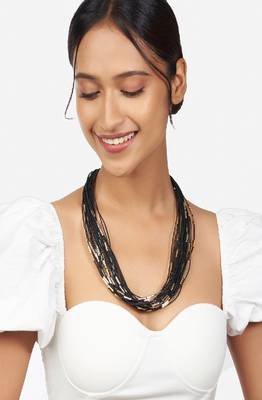 Bohemian Jute Black & Gold Necklace 3