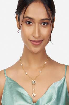 Gold Kundan Polki Pendant Necklace 2