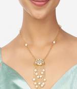 Gold & Off White Pendant Necklace With Pearls
