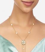 Gold Kundan Polki Pendant Necklace With Pearls
