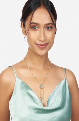 Gold Kundan Polki Pendant Necklace With Pearls 3