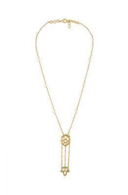 Gold Kundan Polki Pendant Necklace With Pearls 4