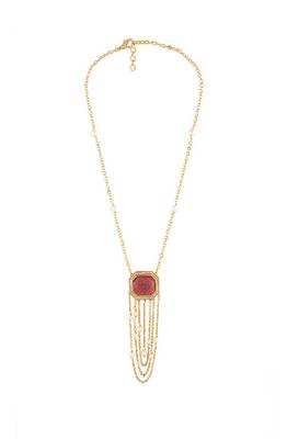 Gold & Pink Kundan Polki Pendant Necklace With Pink Onyx 4