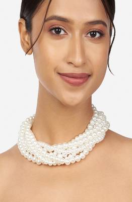 White Pearl Choker Necklace 2