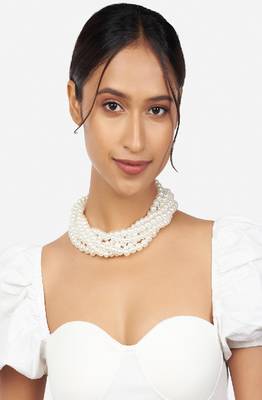White Pearl Choker Necklace 3