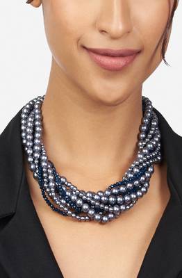Grey & Blue Beaded Stones Necklace 1