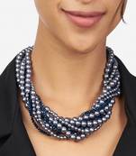 Grey & Blue Beaded Stones Necklace