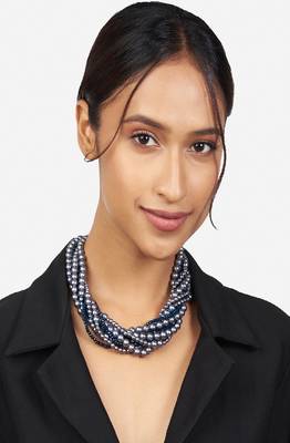 Grey & Blue Beaded Stones Necklace 3