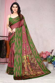 Light pink printed chiffon saree with blouse