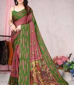 Light pink printed chiffon saree with blouse