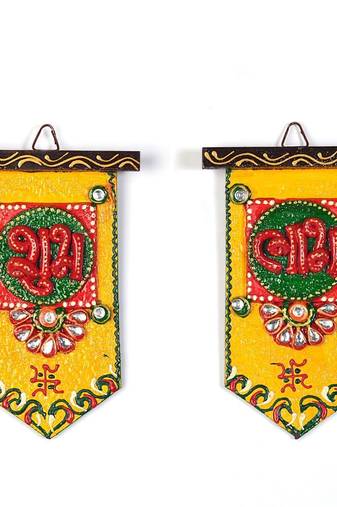 Wooden Crafted Unique Shubh Labh Door Hangings