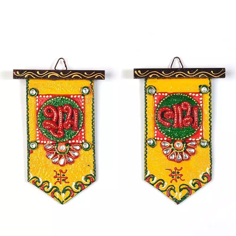 Wooden Crafted Unique Shubh Labh Door Hangings