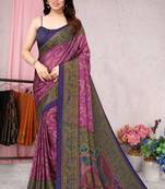 Light Pink Printed Chiffon Saree With Blouse