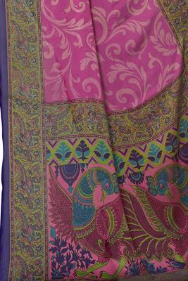 Light Pink Printed Chiffon Saree With Blouse 5