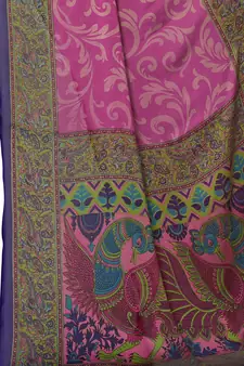 Light Pink Printed Chiffon Saree With Blouse