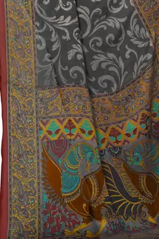 Black Printed Chiffon Saree With Blouse