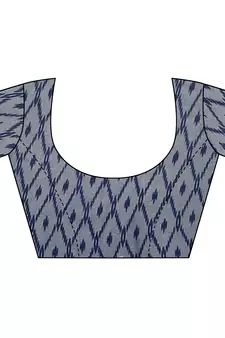 Blue printed chiffon saree with blouse