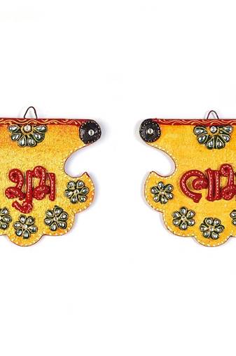 Kundan Work Fan Shape Shubh Labh Door Hangings