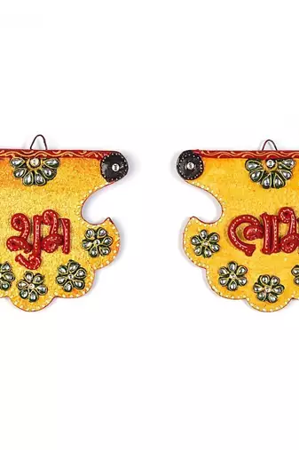 Kundan Work Fan Shape Shubh Labh Door Hangings