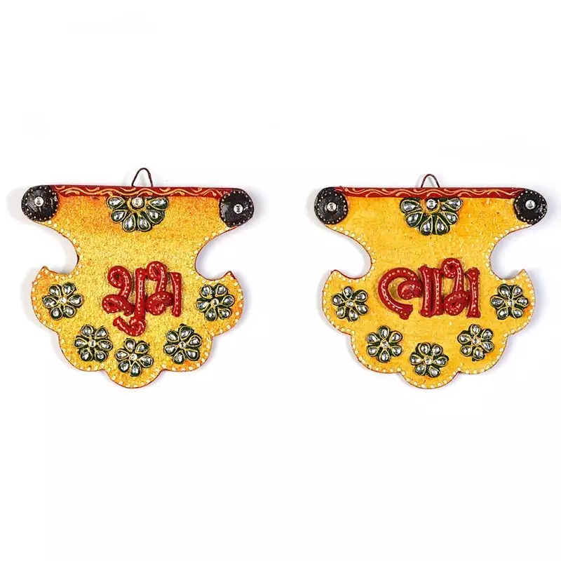 Kundan Work Fan Shape Shubh Labh Door Hangings