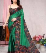 Light Green Printed Chiffon Saree With Blouse