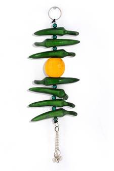 Lemon Green Chilly Wall Hanging in White Metal