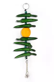 Lemon Green Chilly Wall Hanging in White Metal
