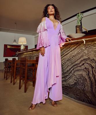 Lavender Crepe High Low Jumpsuit  1