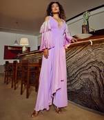 Lavender Crepe High Low Jumpsuit 