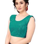 Mohvogue Women's Sea Green Silk Blend Stitched Padded Blouse