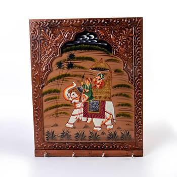 Wooden Carved and Hand Painted Four Key Stand 1