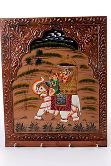 Wooden Carved and Hand Painted Four Key Stand