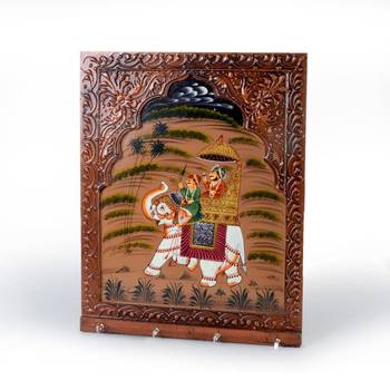 Wooden Carved and Hand Painted Four Key Stand 2