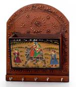 Wooden Hand Painted Magazine and 5 Key Holder