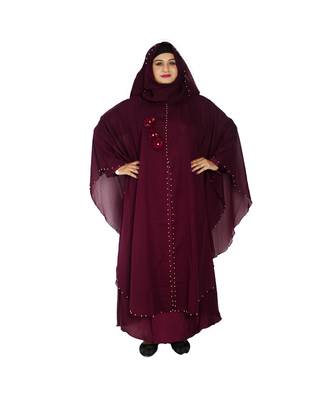 Purple plain art silk abaya 1