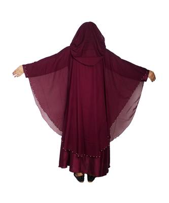 Purple plain art silk abaya 2