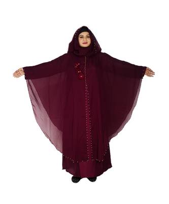 Purple plain art silk abaya 3