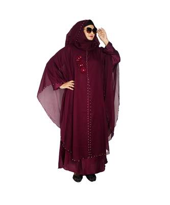 Purple plain art silk abaya 4