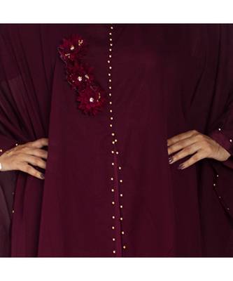 Purple plain art silk abaya 5