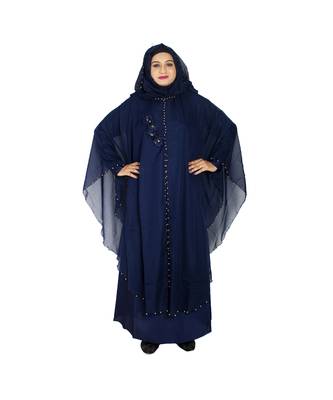 Blue plain art silk abaya 1