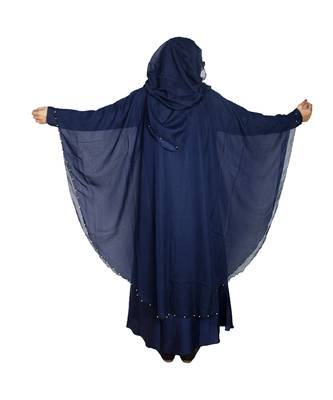 Blue plain art silk abaya 2