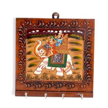 Wooden Carved and Hand painted Four Key Stand 1
