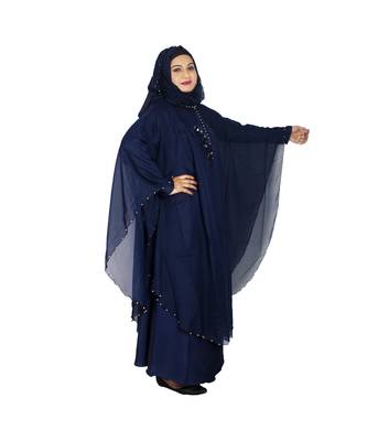 Blue plain art silk abaya 3