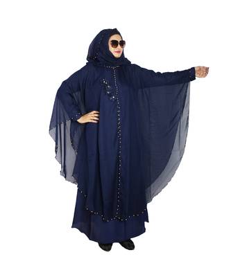 Blue plain art silk abaya 4