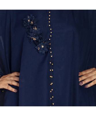 Blue plain art silk abaya 5