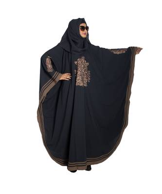 Grey plain crepe abaya 5