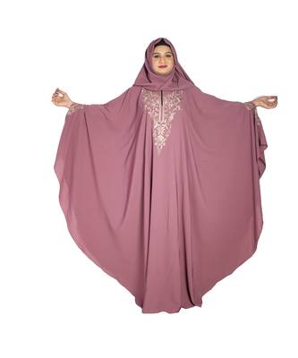 Pink embroidered crepe abaya 3