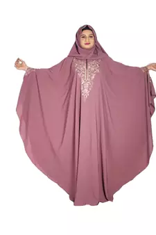 Pink embroidered crepe abaya
